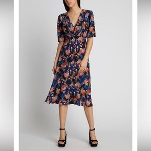 🐅 SALONI Silk Midi Dress with tiger pattern 🐅